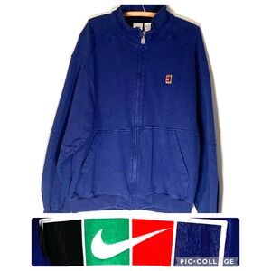 Vintage Nike Jacket Size Medium Blue White Tag 90s Heavy Full Zip Pockets Logo